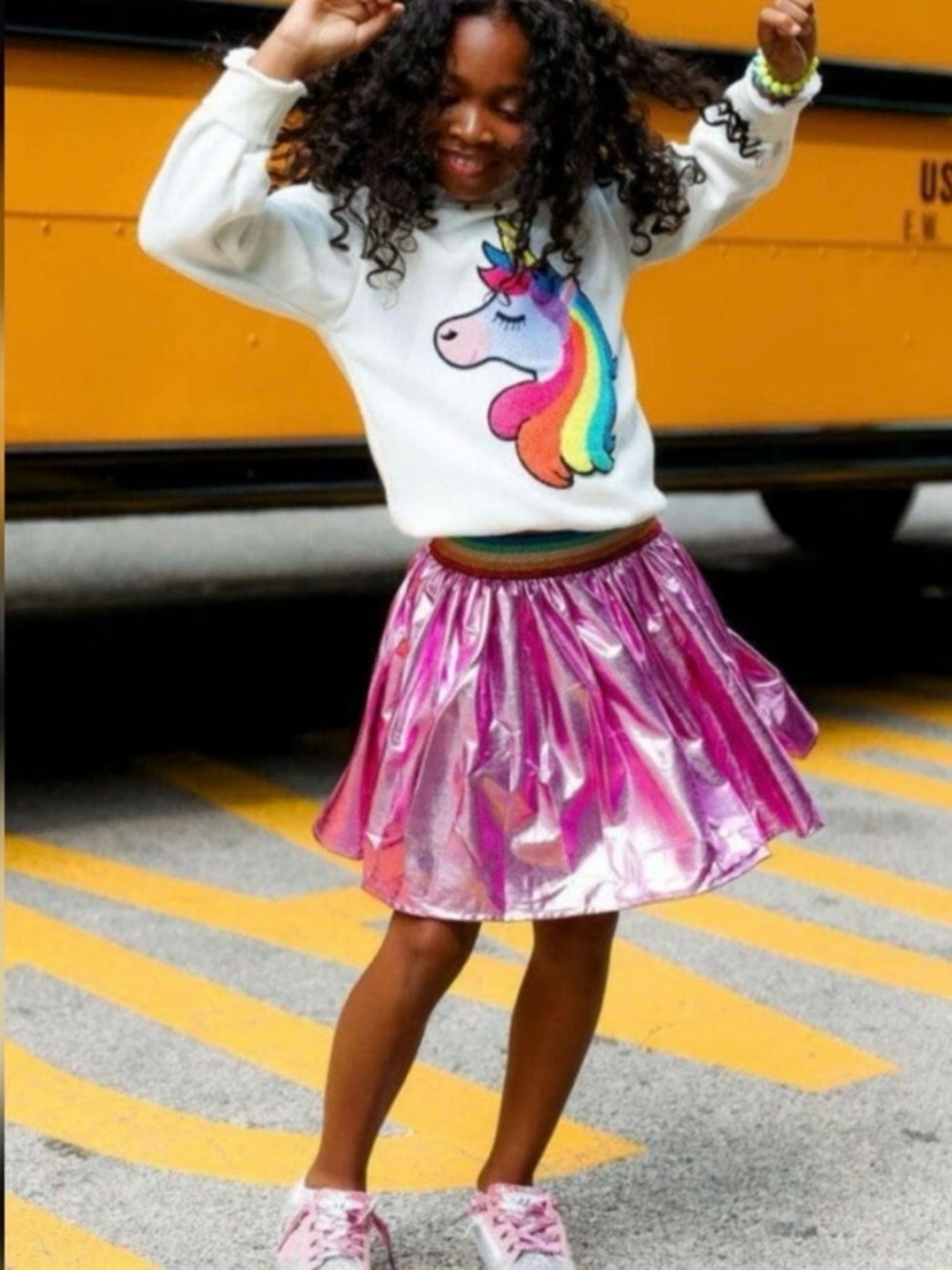Lola and the Boys Metallic Pink Iridescent Skirt